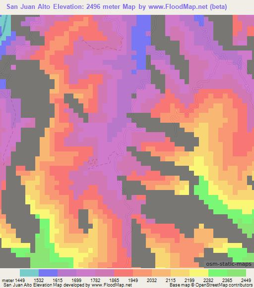 San Juan Alto,Colombia Elevation Map