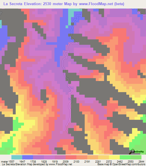 La Secreta,Colombia Elevation Map