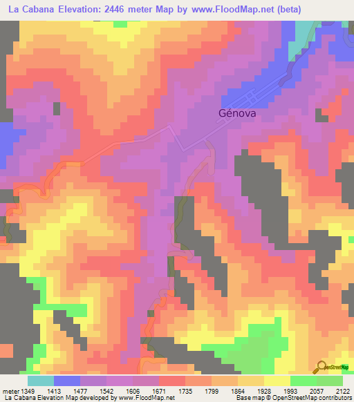 La Cabana,Colombia Elevation Map