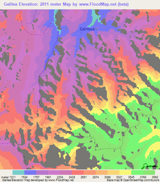 Galilea,Colombia Elevation Map