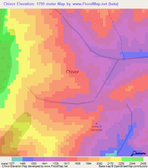 Chivor,Colombia Elevation Map