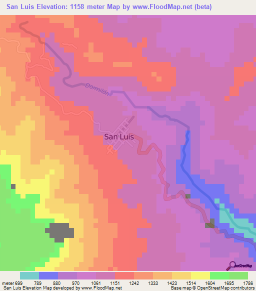 San Luis,Colombia Elevation Map