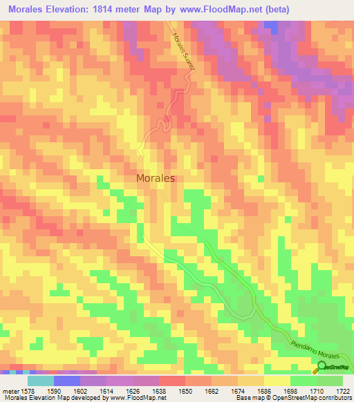 Morales,Colombia Elevation Map