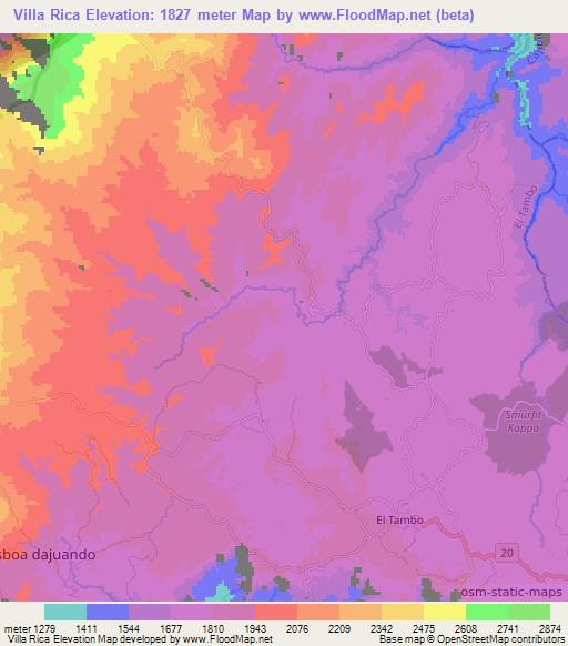 Villa Rica,Colombia Elevation Map