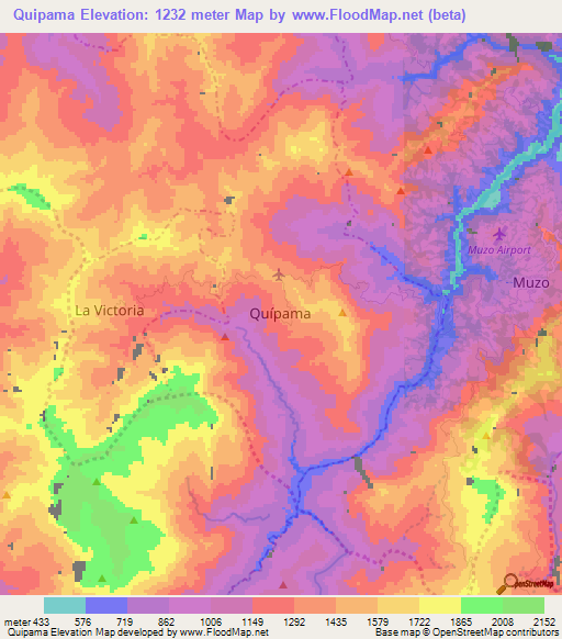 Quipama,Colombia Elevation Map