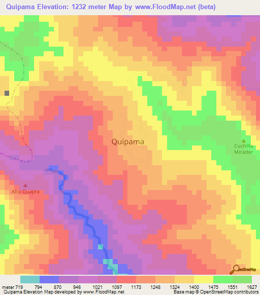 Quipama,Colombia Elevation Map