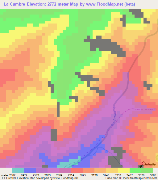 La Cumbre,Colombia Elevation Map