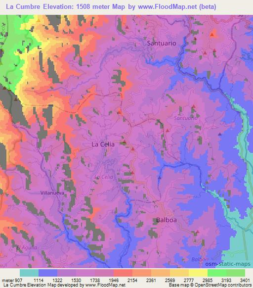 La Cumbre,Colombia Elevation Map