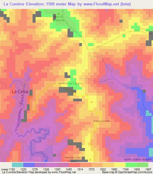 La Cumbre,Colombia Elevation Map