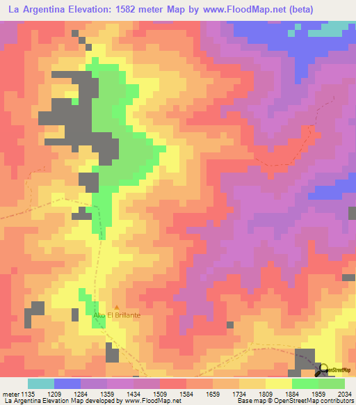 La Argentina,Colombia Elevation Map