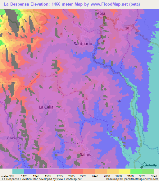 La Despensa,Colombia Elevation Map