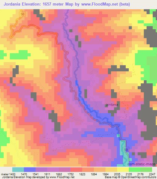 Jordania,Colombia Elevation Map