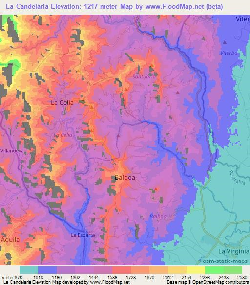 La Candelaria,Colombia Elevation Map