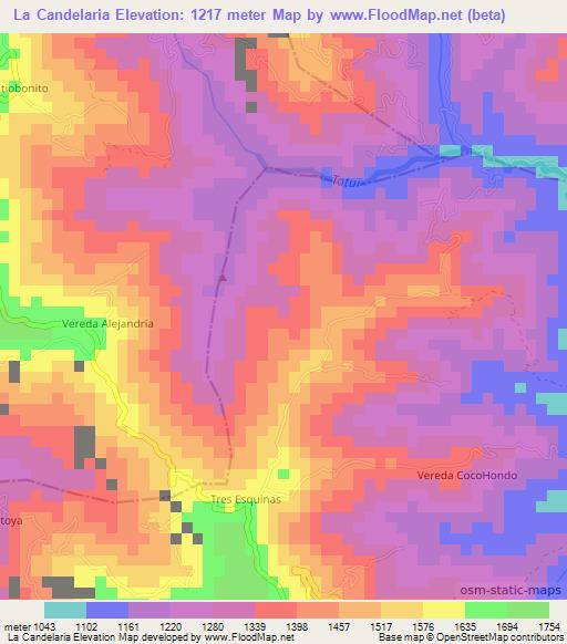 La Candelaria,Colombia Elevation Map