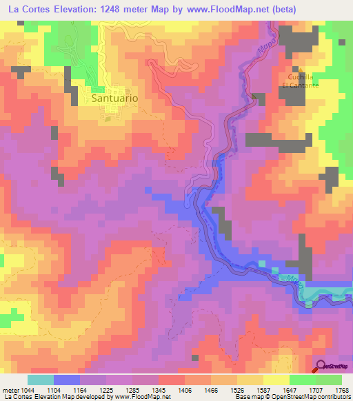 La Cortes,Colombia Elevation Map