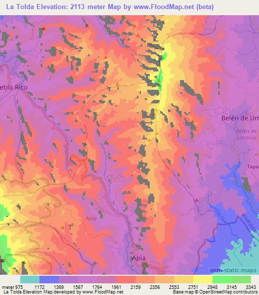 La Tolda,Colombia Elevation Map