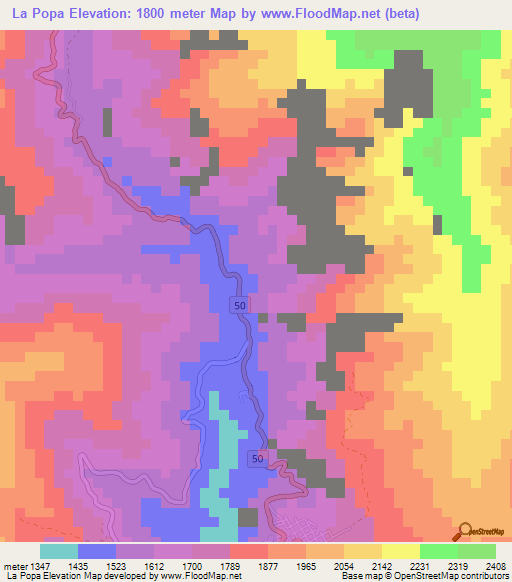 La Popa,Colombia Elevation Map