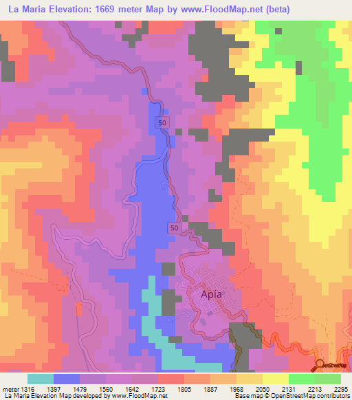 La Maria,Colombia Elevation Map