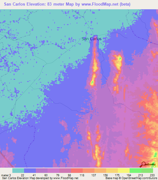 San Carlos,Colombia Elevation Map