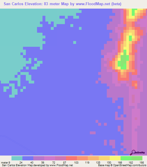 San Carlos,Colombia Elevation Map