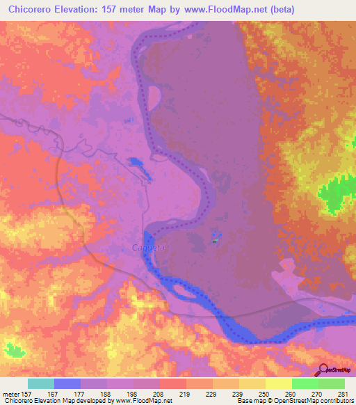 Chicorero,Colombia Elevation Map