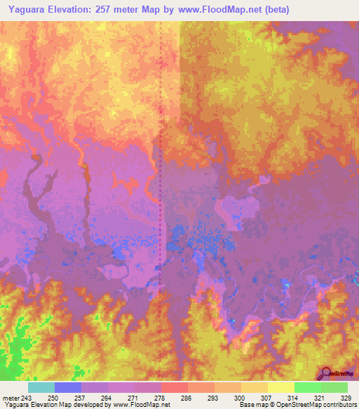 Yaguara,Colombia Elevation Map