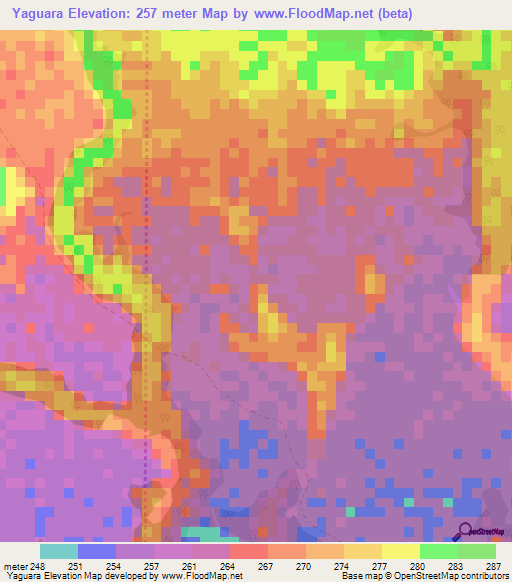 Yaguara,Colombia Elevation Map