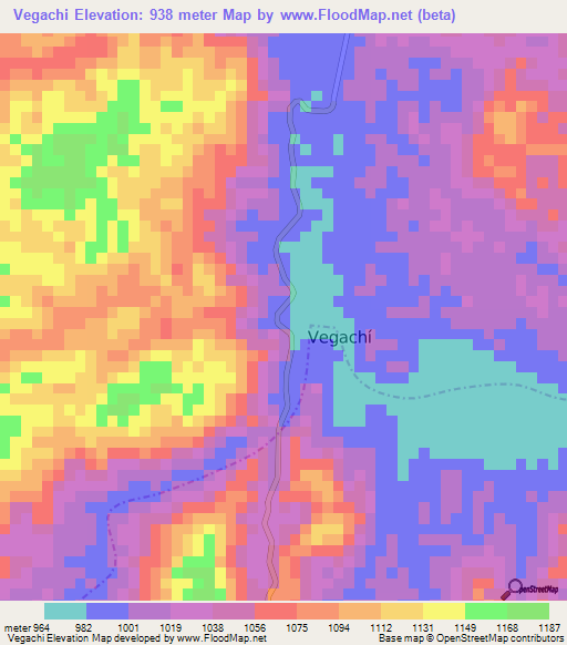 Vegachi,Colombia Elevation Map