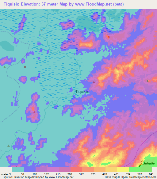 Tiquisio,Colombia Elevation Map