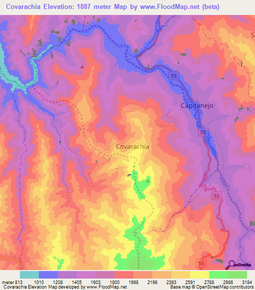 Covarachia,Colombia Elevation Map