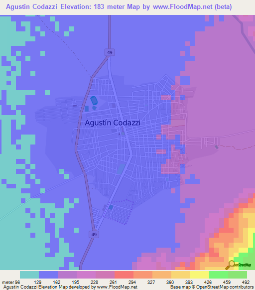 Agustin Codazzi,Colombia Elevation Map