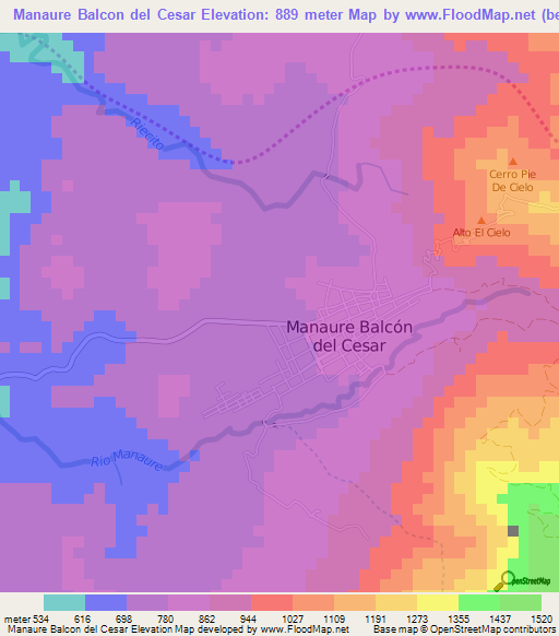 Manaure Balcon del Cesar,Colombia Elevation Map