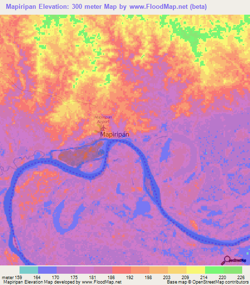 Mapiripan,Colombia Elevation Map