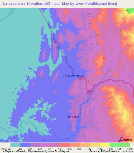 La Esperanza,Colombia Elevation Map