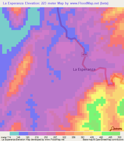 La Esperanza,Colombia Elevation Map