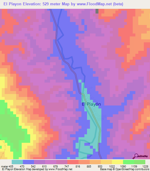 El Playon,Colombia Elevation Map