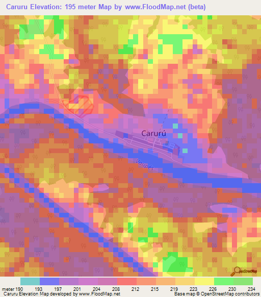 Caruru,Colombia Elevation Map