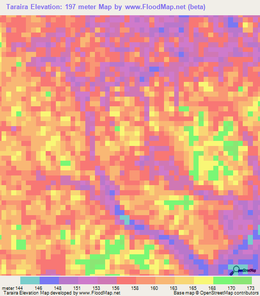 Taraira,Colombia Elevation Map