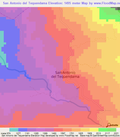 San Antonio del Tequendama,Colombia Elevation Map