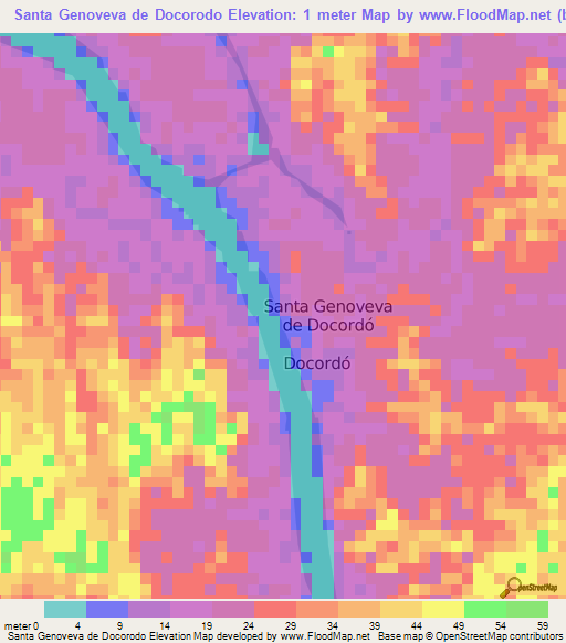 Santa Genoveva de Docorodo,Colombia Elevation Map