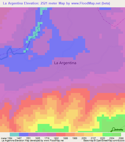 La Argentina,Colombia Elevation Map