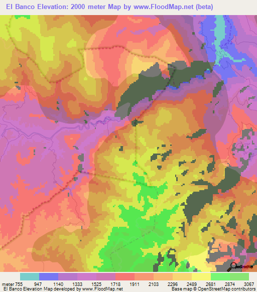 El Banco,Mexico Elevation Map