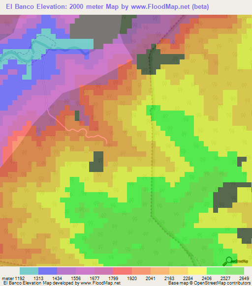 El Banco,Mexico Elevation Map