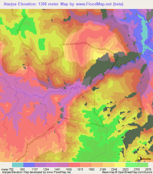 Atarjea,Mexico Elevation Map