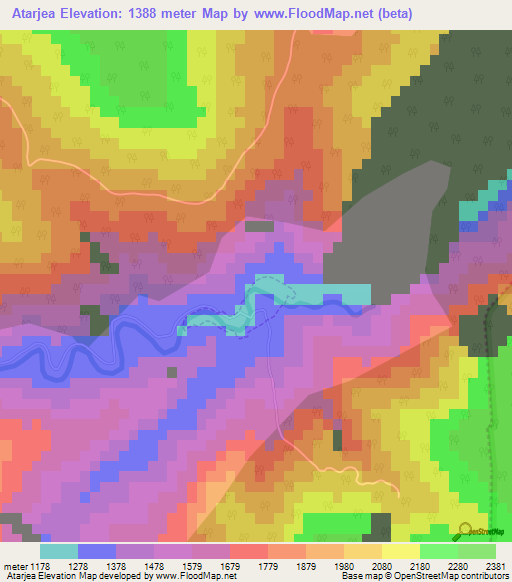 Atarjea,Mexico Elevation Map