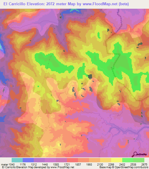 El Carricillo,Mexico Elevation Map