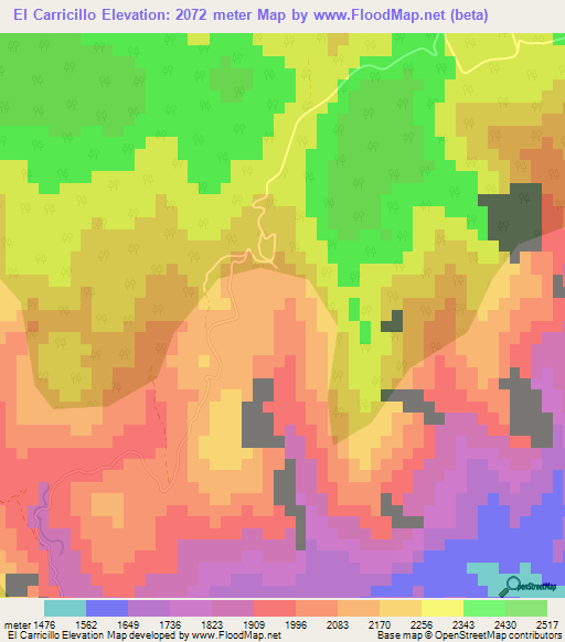 El Carricillo,Mexico Elevation Map