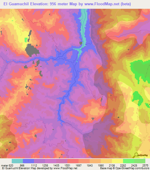 El Guamuchil,Mexico Elevation Map