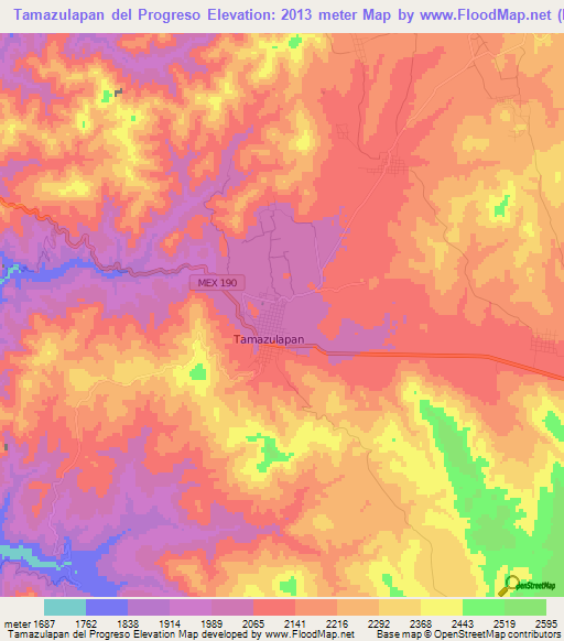 Tamazulapan del Progreso,Mexico Elevation Map