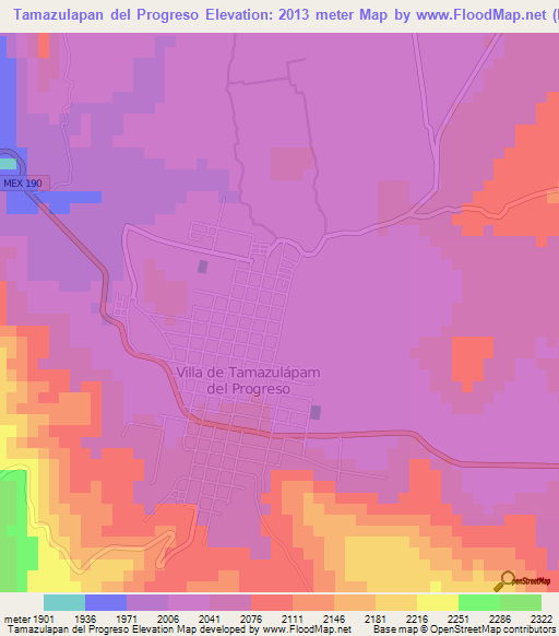 Tamazulapan del Progreso,Mexico Elevation Map